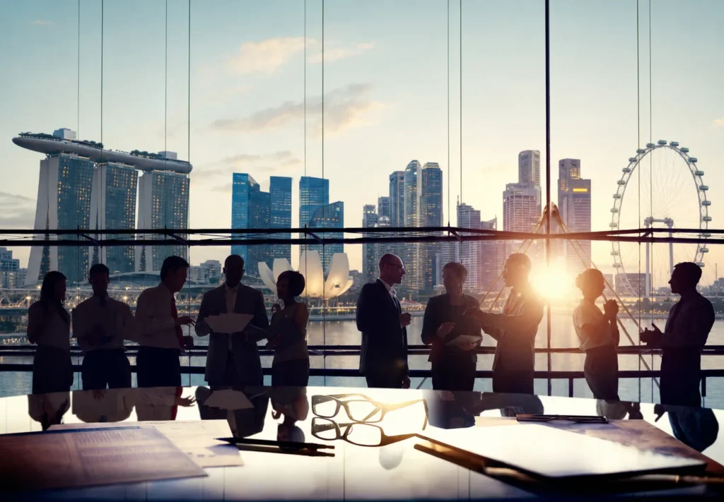 Business professionals conducting due diligence in Singapore